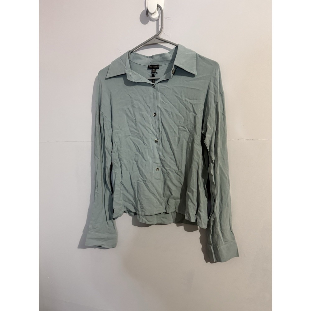 NWT Coco + Carmen‎ Women's Linen Blend Light Blue Blouse Size XS